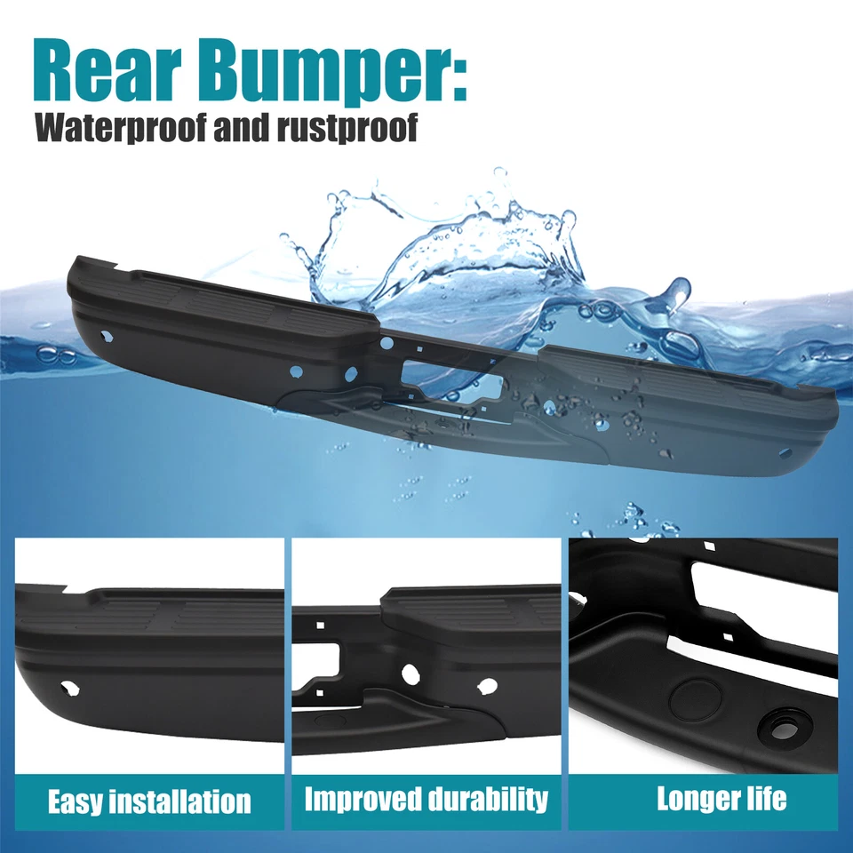 Parachoques trasero de acero imprimado para Ford F250 F350 Super Duty 1999-2007 con orificios de estacionamiento Foto 4 de 4