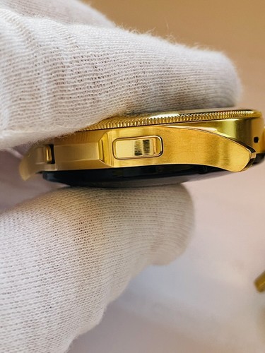 Custom 24k Gold Plated 42mm Samsung Galaxy Watch 4 POLISHED Gray Band 2021 - Picture 5 of 8