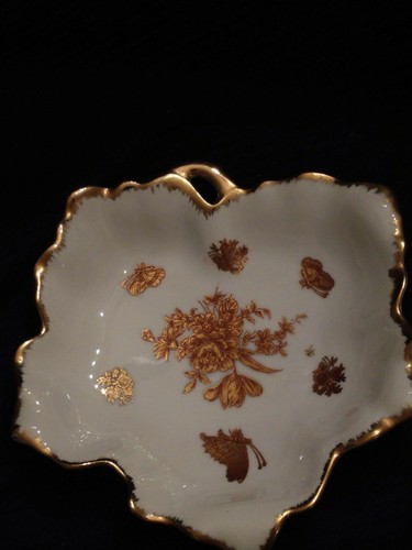 AM RICE PRODUCTS HAND PAINTED IRICE WHITE PORCELAIN 24K GOLD BUTTERFLIES AND FLO - Picture 1 of 8
