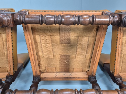 Vintage Tan Leather Dining Chairs Oak Frames 1950s Danish Design EB9660 VDIN - Picture 12 of 18