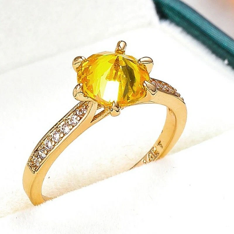 Yellow AAA CZ Bands Women's 14KT Yellow Gold Filled Wedding Stylish Ring Sz 6-10 - Image 2 of 4
