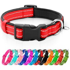 Reflective Dog CollarSoft Neoprene Padded Pet Collar with ID Tag RingAdjustab...