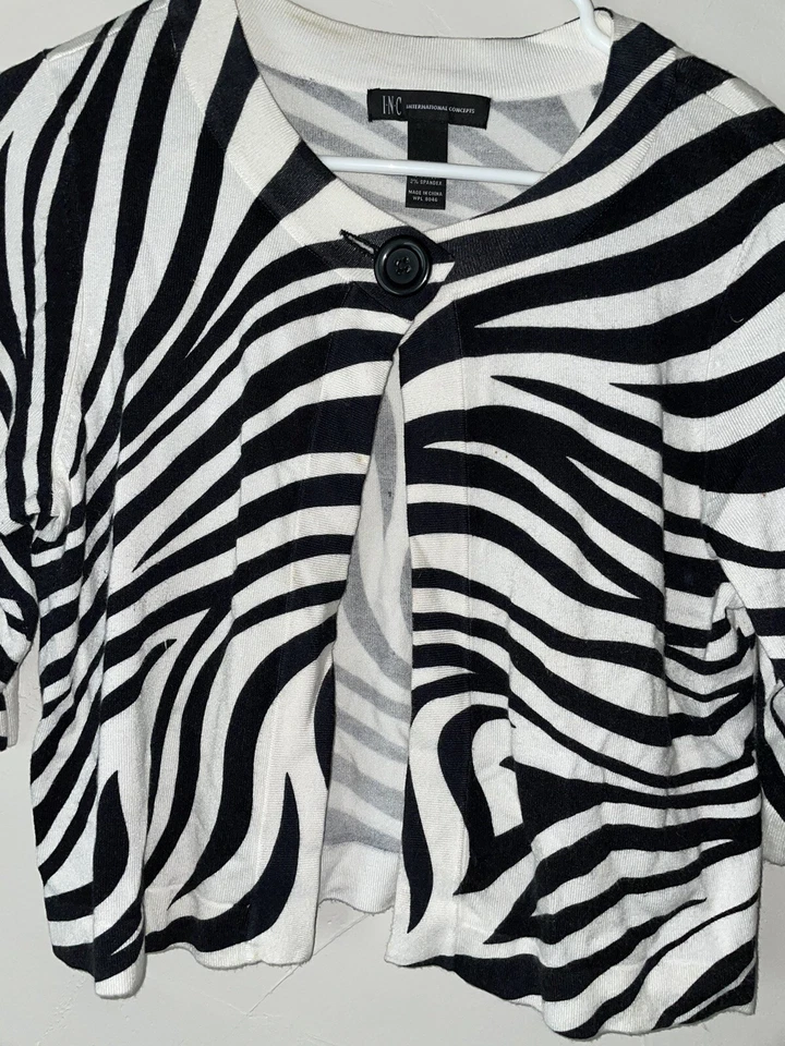 y2k Cárdigan Recortado Estampado Cebra Suéter Mujer Mediano Foto 2 de 4