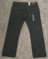 Vintage Levi's 501 Button Fly Jeans 40x32 Black Denim Straight Black Wing Tag