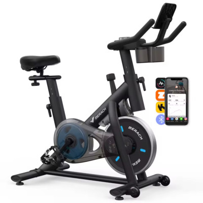 MERACH Heimtrainer Fahrrad   Leises Spinning Bike mit App & LED-Display, bis 122