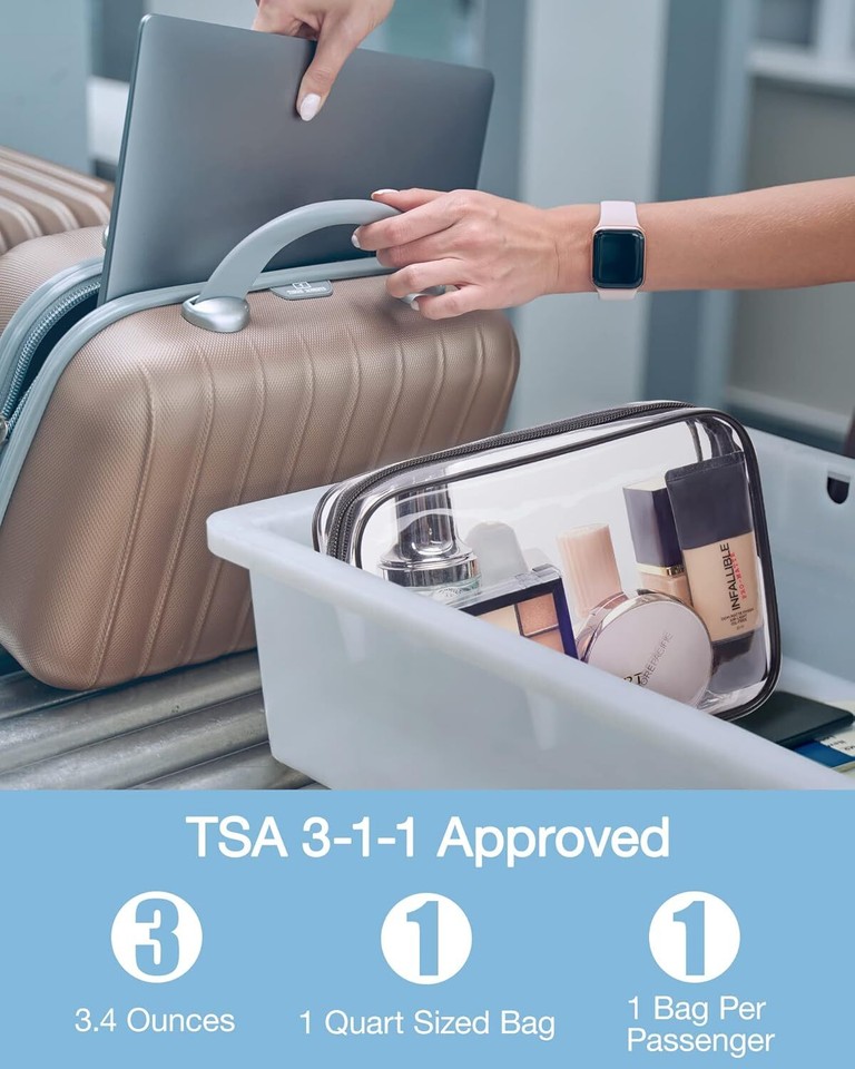 BAGSMART Clear Toiletry Bag, 2 Pack TSA Approved Travel Black2pcs eBay