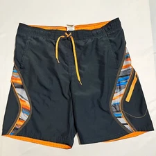 Nike Mens Board Swim Trunks Pockets Lined Shorts Athletic Black Orange M
