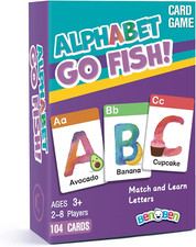 Alphabet Go Fish Card Game for Kids,104 Cards, Oversized ABC Learning Playing Ca
