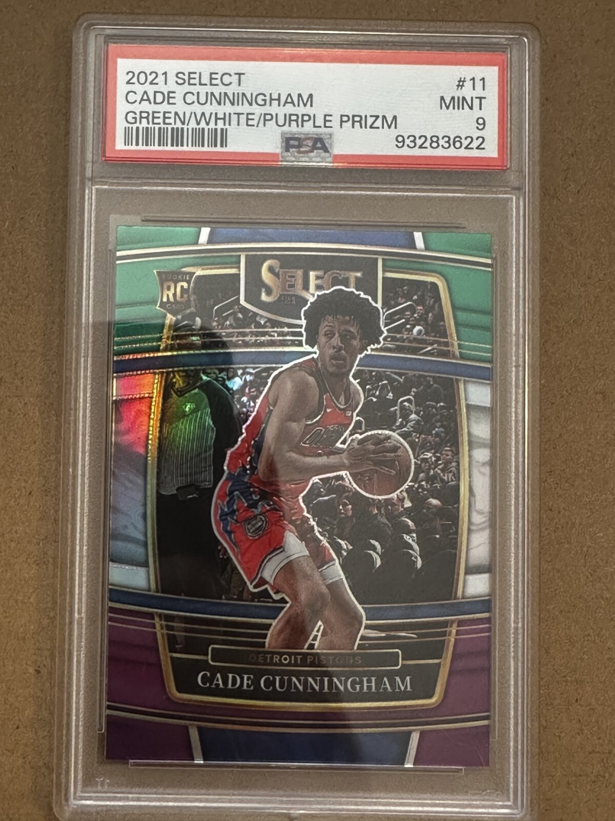 Cade Cunningham 2021-22 Select Green White Purple Prizm RC #11  PSA 9 Mint