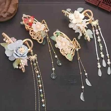 Hanfu Clip Headdress Clip Retro Butterfly Tassel Hairpin Female Headwear