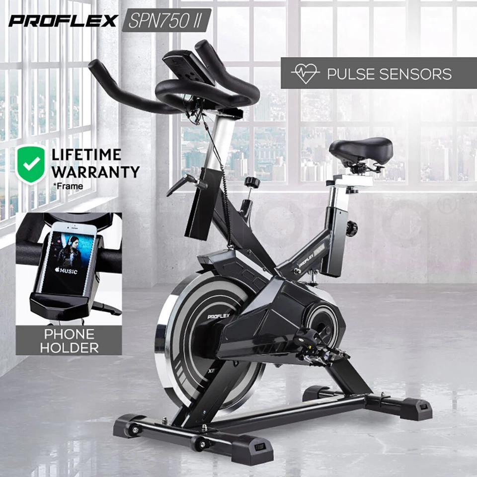 PROFLEX Spin Bike - Flywheel Commercial Gym Exercise Home Workout Grey