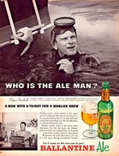 Vintage 1963 Ballentine Eugene Burdick In Water & Sitting At Desk  Advertisment