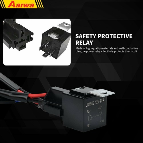 2-Lead Wiring Harness Kit ON-OFF Switch Fuse Relay LED Work Light Pods Bar 12V - Picture 5 of 9