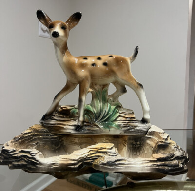 VTG 1959 TV Pottery Lamp Planter Deer Fawn Van Nuys CA WORKS Lane