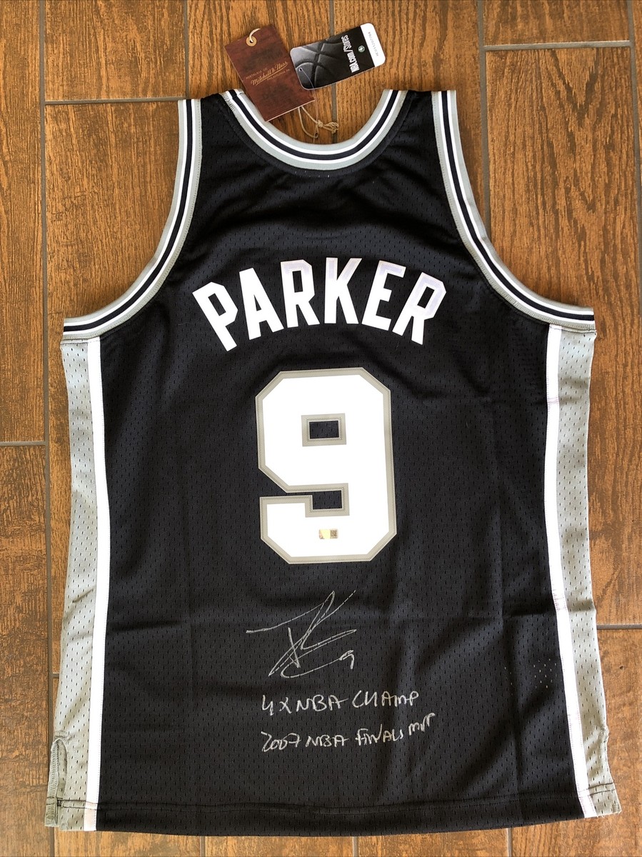 Tony Parker Signed San Antonio Mitchell Ness Jersey With 2