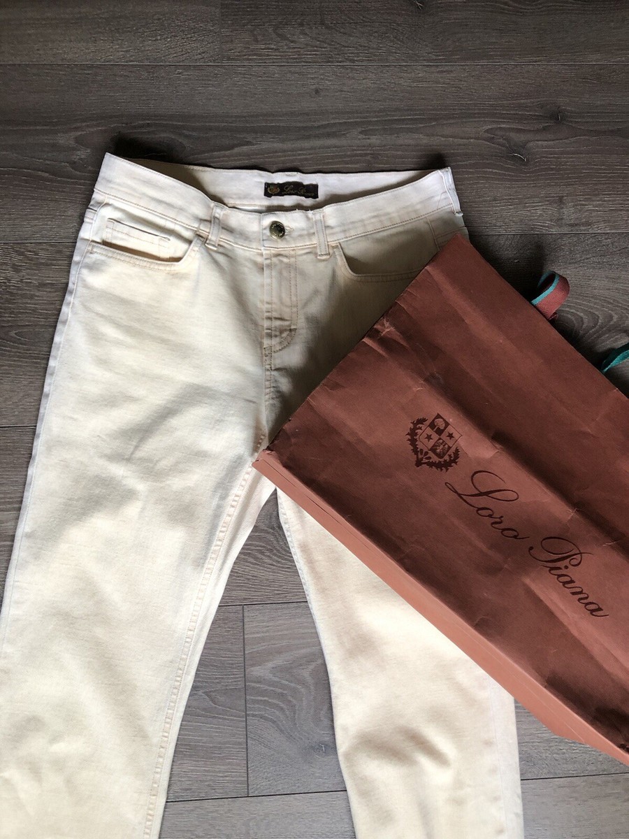 LORO PIANA Elastam Jeans Vintage in Ivory Ecru US 44 | eBay