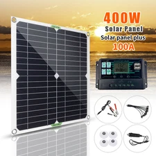 400 Watt Solar Panel Kit 100A 12V Battery Charger with Controller RV Boat USA