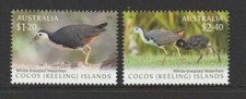 COCOS Islands 2023 White-Breasted WATERHEN design set of 2 MNH - BIRDS.