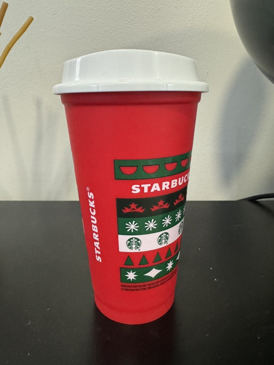 Starbucks Plastic Holiday Christmas Limited 16 oz To Go Cup With Black Lid  | eBay