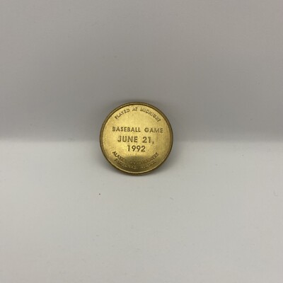 World Famous Midnight Sun Baseball game Fairbanks Alaska brass token coin, 1992
