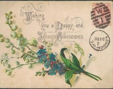 GB ILLUSTRATED Xmas Card Note "3d PLATE 18" Design c1880 Facsimile Postmark 998c