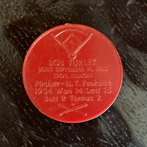1955 Armour Hot Dogs Robert Bob Turley Red Coin New York Yankees - Picture 2 of 2