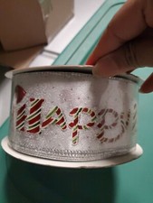Kirkland Wire Edged Christmas Happy Holiday ribbon 50 yards x 2.5 inches