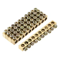 5Pcs Terminal Ground Bar Screw Block Barrier Brass 10 Positions 65x5.5x7.5mm