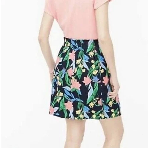 J.Crew Floral Paper Bag Waist Mini Skirt 12 Linen Blend Pockets