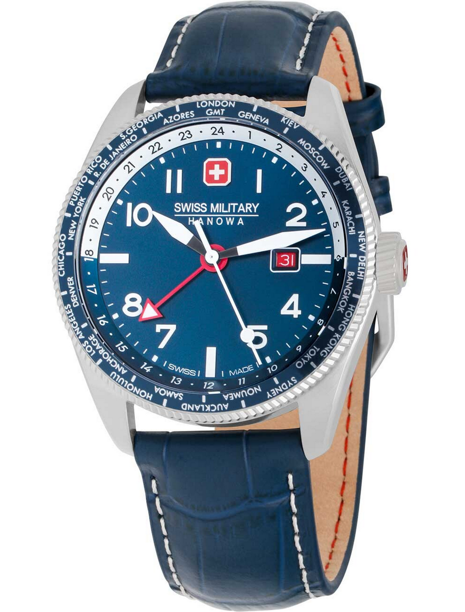 Swiss Military Hawk Eye GMT Blue Dial Sapphire Crystal Men's