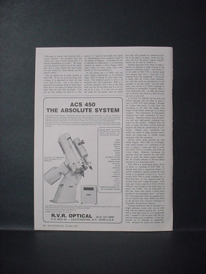 1983 RVR Optical ACS 450 Telescope Absolute System Vintage Print Ad 11292