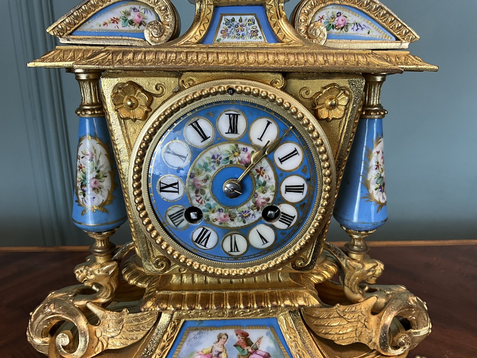Blue Gilt French Antique Mantel Clock | eBay