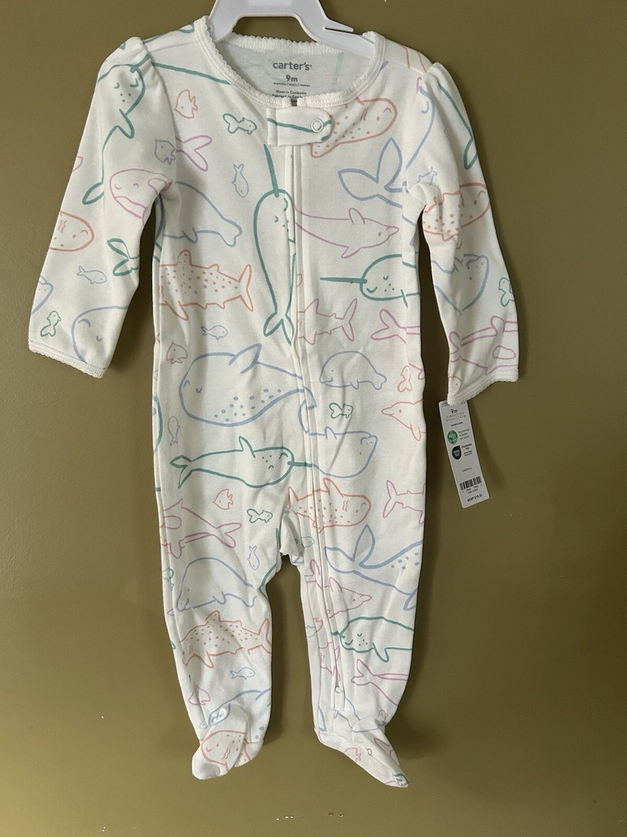Carters Baby Whales One Piece Zip Up Months Sleep And Play - Main Image