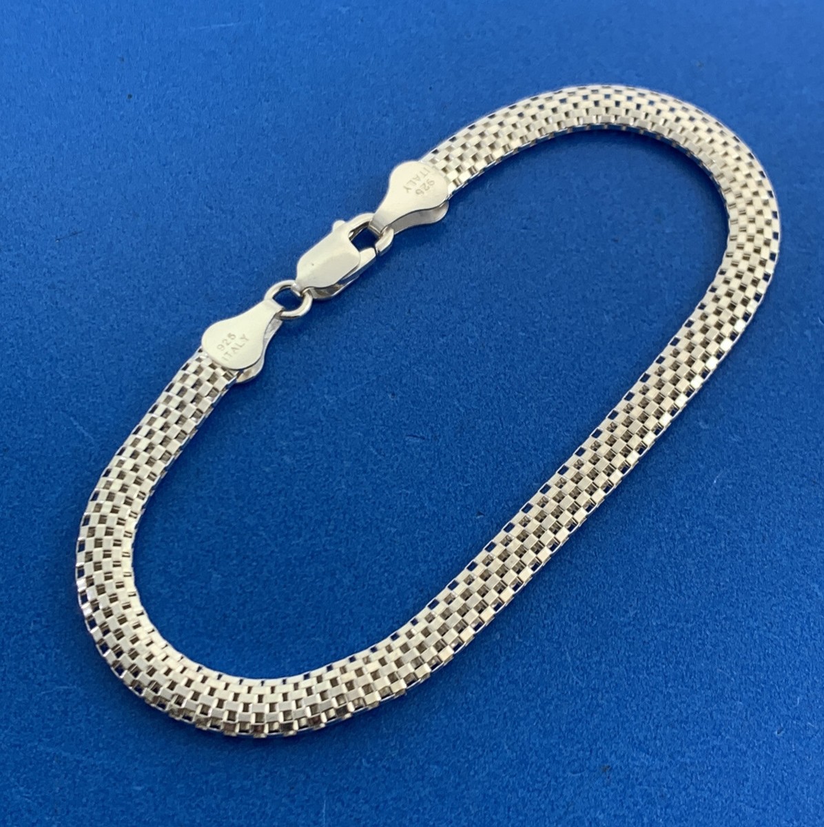Karizia SPA Italy 925 Sterling Silver Textured Mesh Link Bracelet