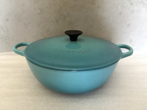 Le Creuset Enamel Cast Iron Caribbean Blue #22 Marmite Soup Pot  2 3/4 qt France