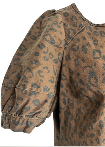 NEW Women's Universal Thread Leopard Print Puff Short Sleeve Denim Dress Size 6 - Bild 5 von 5