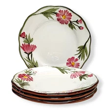 4Pc Set Vintage Stangl Pink Cosmos Floral Ceramic Dessert Plates 6" 1969-78