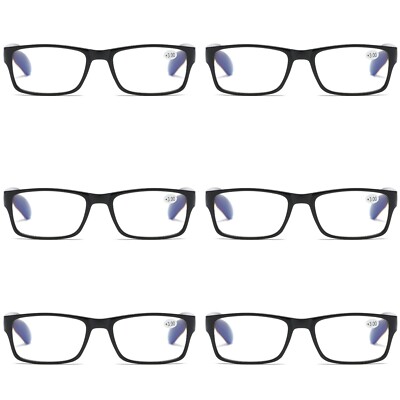 6 PK Unisex Anti Blue Light Reading Glasses Spring Hinge Readers for Men Women