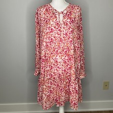 J. Crew Womens Floral Raglan Dress Size Small Red Pink Long Sleeve