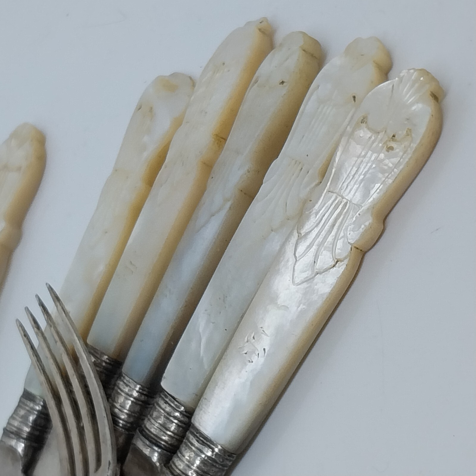 5 sets,Vintage Rare Dinner Cutlery Fork & Knife ,With hallmarks ,Mother Of Pearl eBay