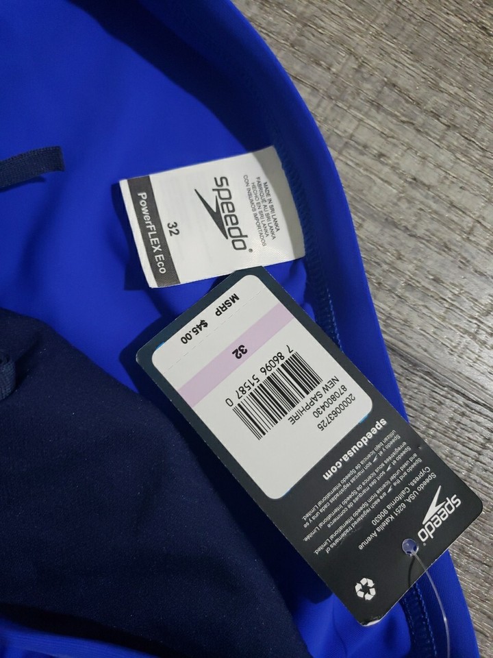 Speedo Men's Swimsuit Brief Powerflex Eco Solid Adult Sz 32 Sapphire eBay