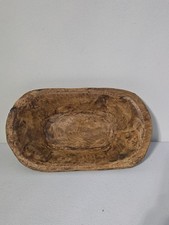 Hand-Carved Wood Oval Bowl, Brown Wood Grain, Natural Theme, 10 x 6 in
