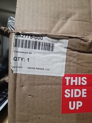 062775-000 Viking Refrigerator Compressor Kit. Open Box, Box Damaged 
