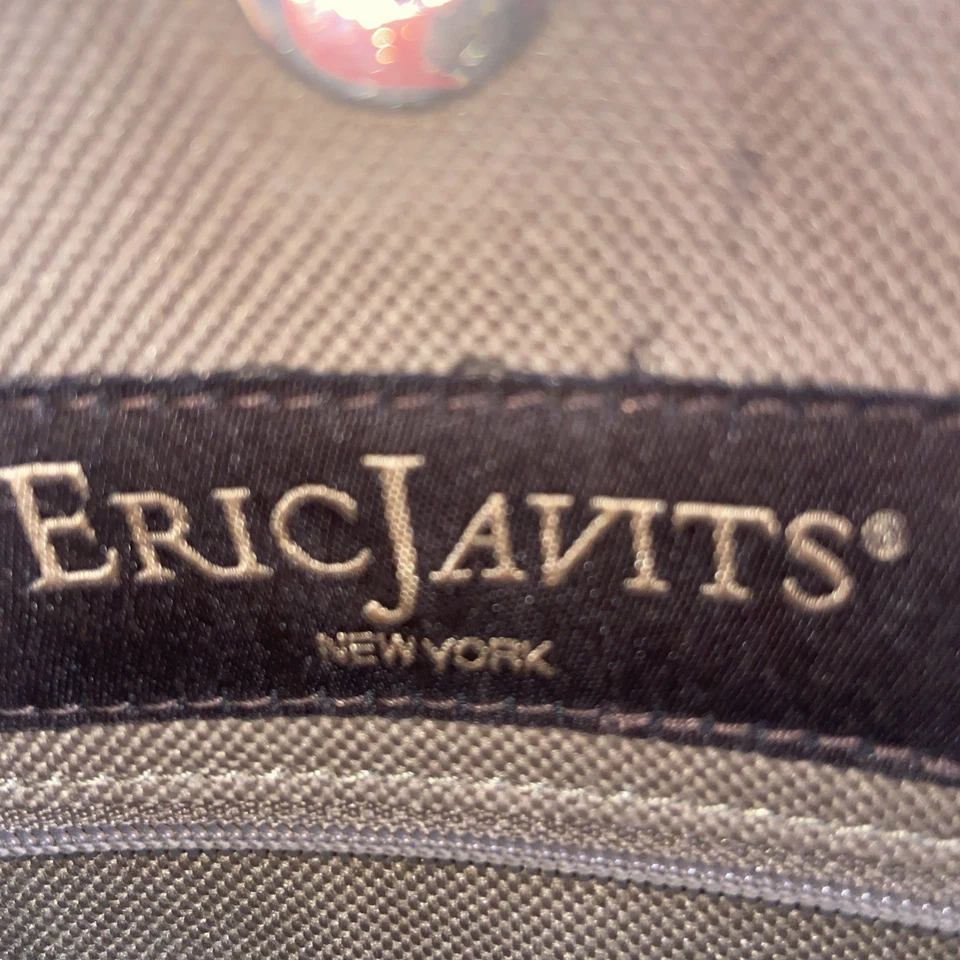 Bolso de Mano Eric Javits Metálico Dorado Marrón Squishee Rafia Bolso Cartera Defectos Foto 3 de 4