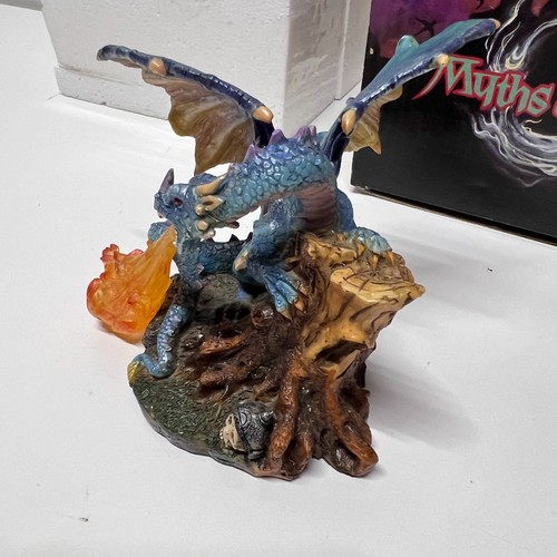 2002 Myths And Legends Sm Fire Breathing Blue Dragon Sculpture Figure 5551 - Bild 4 von 18