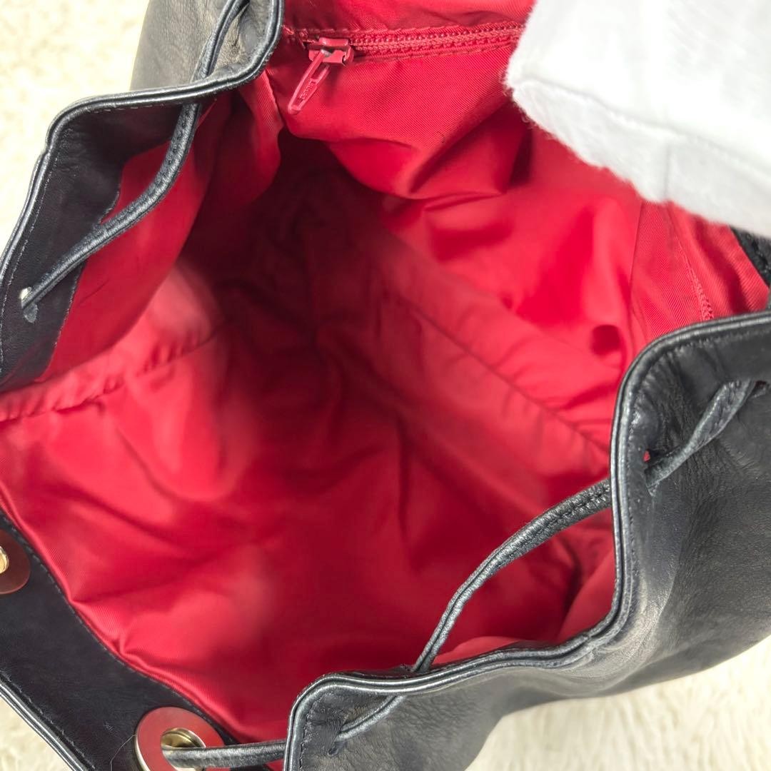 CELINE Backpack Leather Drawstring Bag Vintage Bl… - image 12