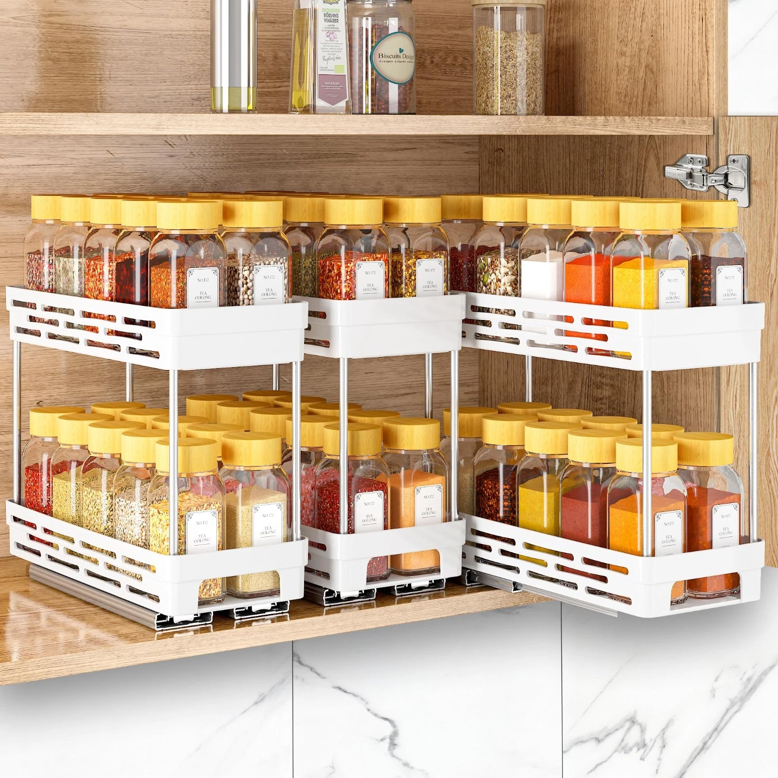 Pull Out Spice Rack Organizer - 3 Pack Slide Out Cabinet Storage, 2 Tier, Holds
Opens in a new windo