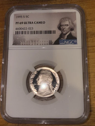 1995 S  GEM PROOF THOMAS JEFFERSON NICKEL NGC PF69 ULTRA CAMEO 5c Portrait Label