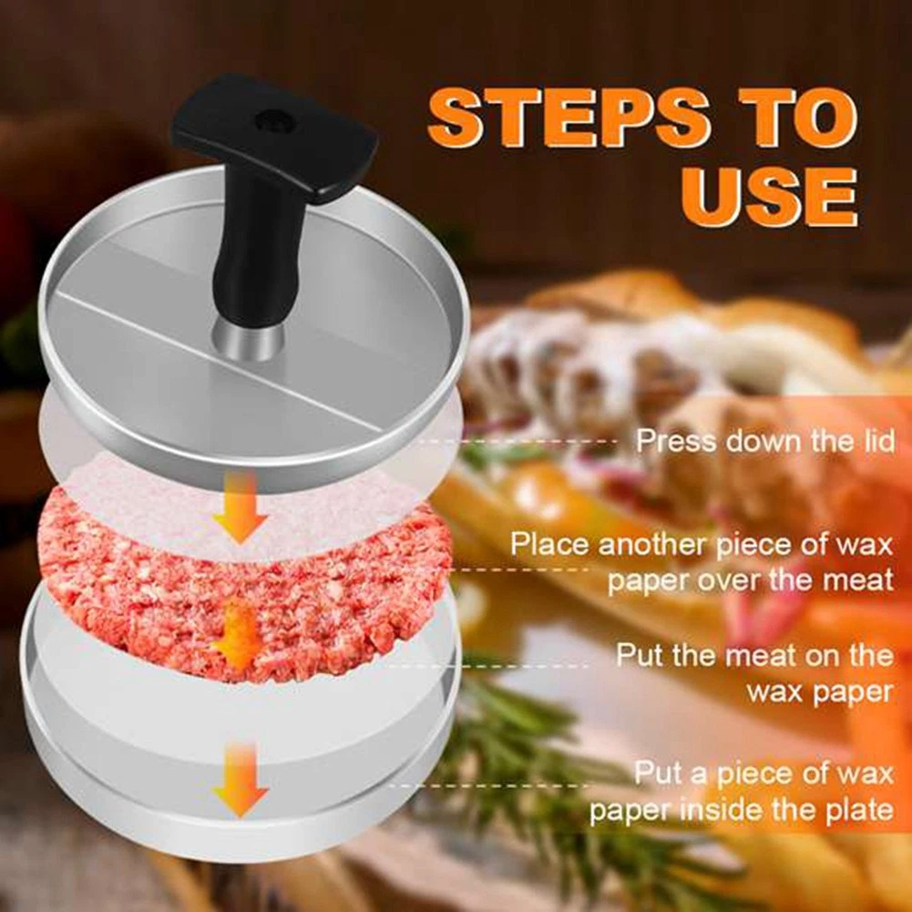 Burger Press 100 Patty Papers Set Grill Press Non-Stick Hamburger Mold with5564