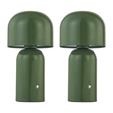 Set of 2 Modern Sage Green LED Rechargeable Touch Table Lamps Bedside Lights